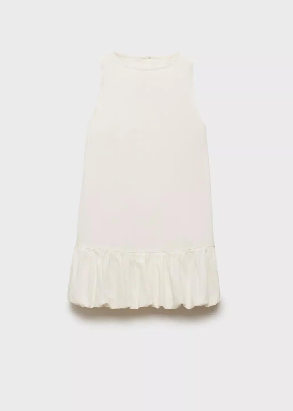 WHITE Denim dress with puffed hem, , large image number 3