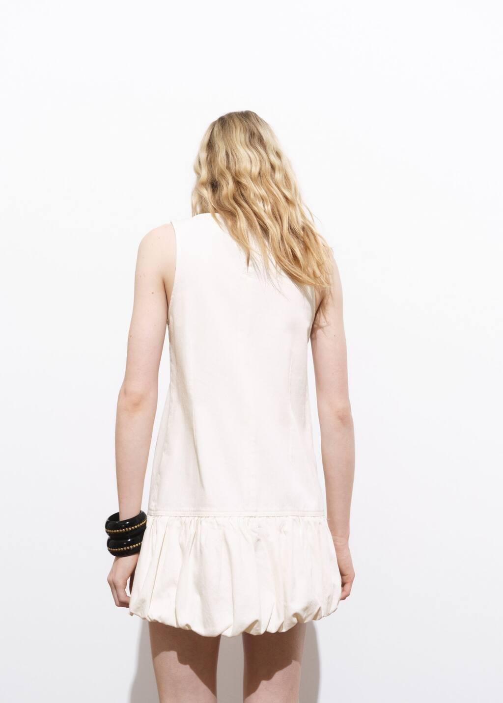 WHITE Denim dress with puffed hem, , large image number 4