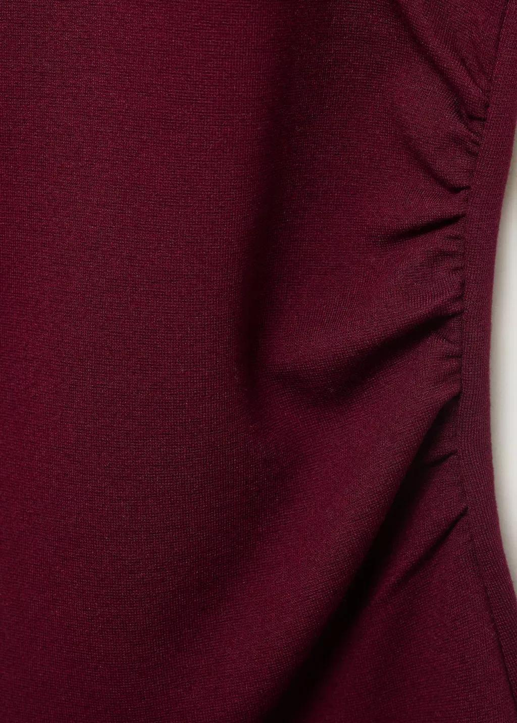 Burgundy Asymmetrical Draped Top, , large image number 4