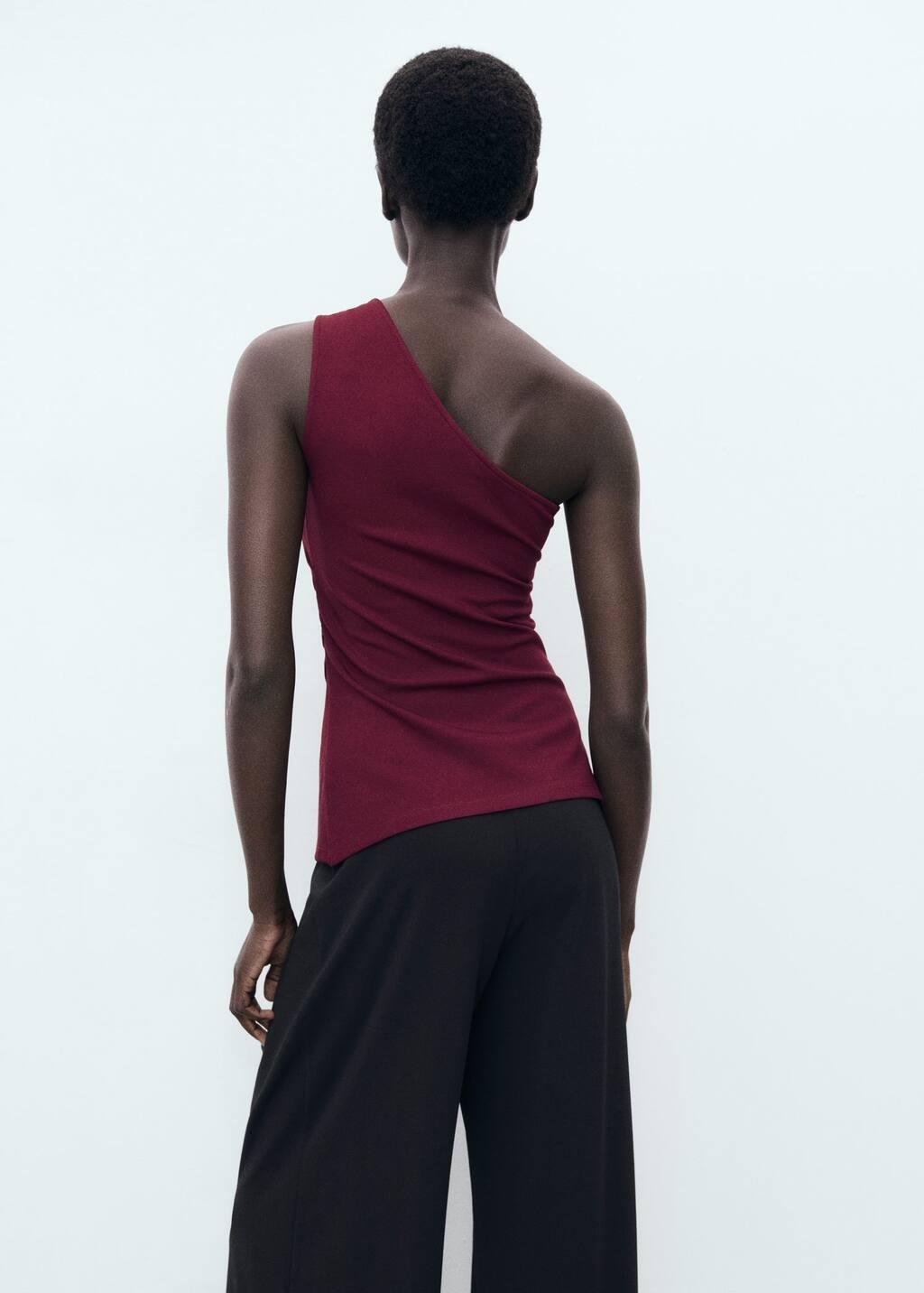 Burgundy Asymmetrical Draped Top, , large image number 5