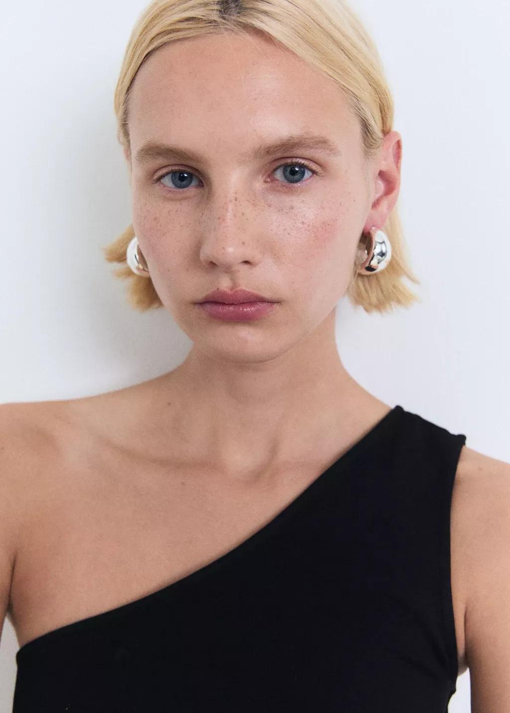 BLACK Asymmetrical draped top, Black, large image number 1