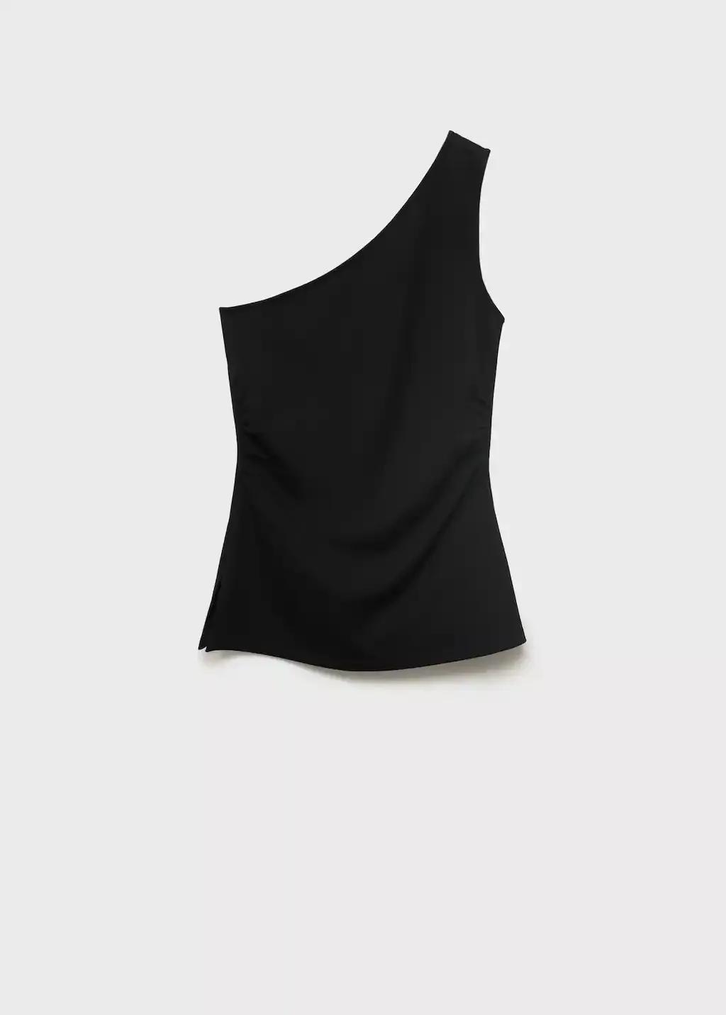 Black Asymmetrical Draped Top, , large image number 3