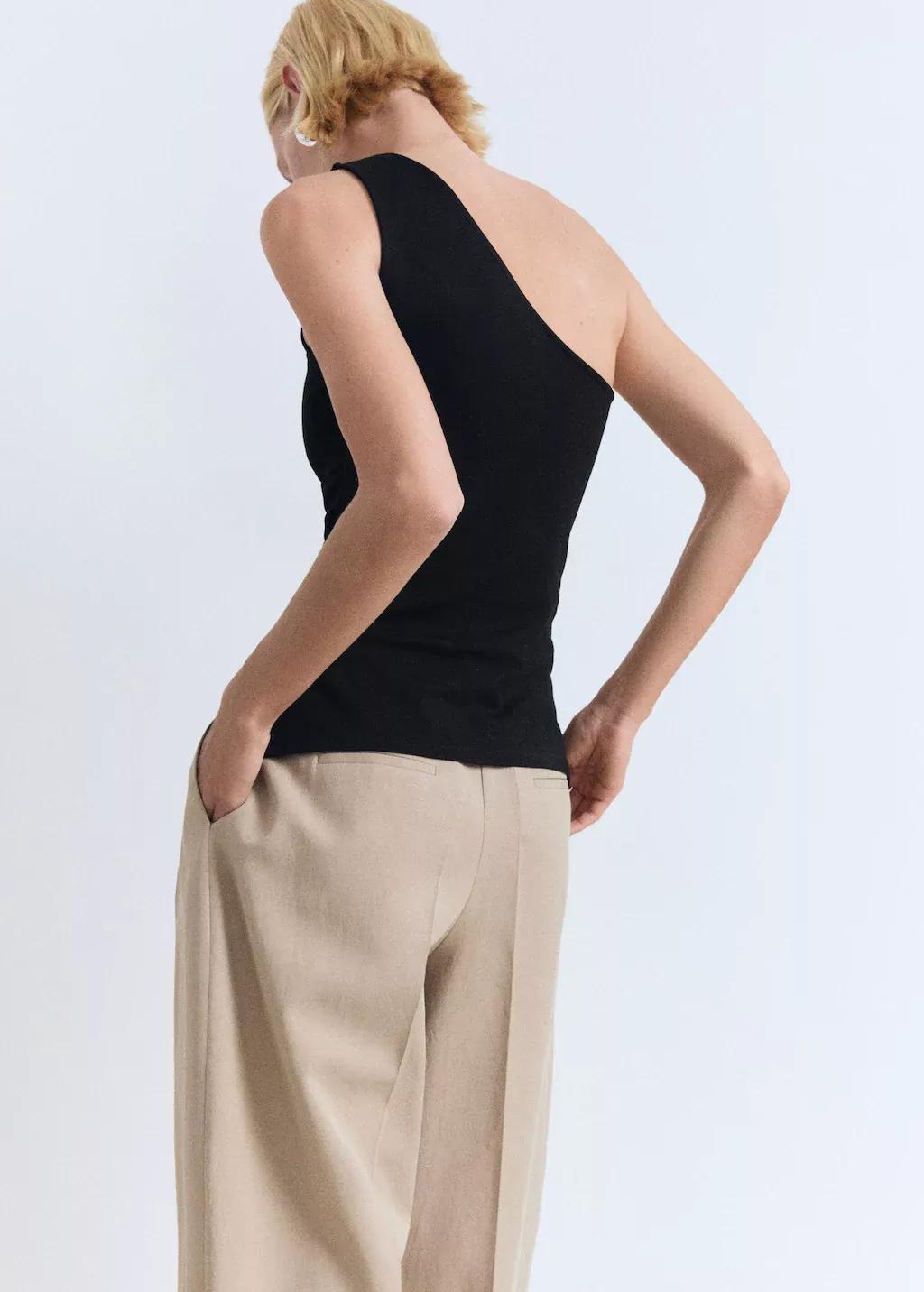 Black Asymmetrical Draped Top, , large image number 5