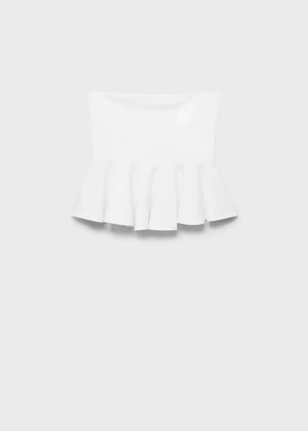 White Strapless Peplum Top, , large image number 3