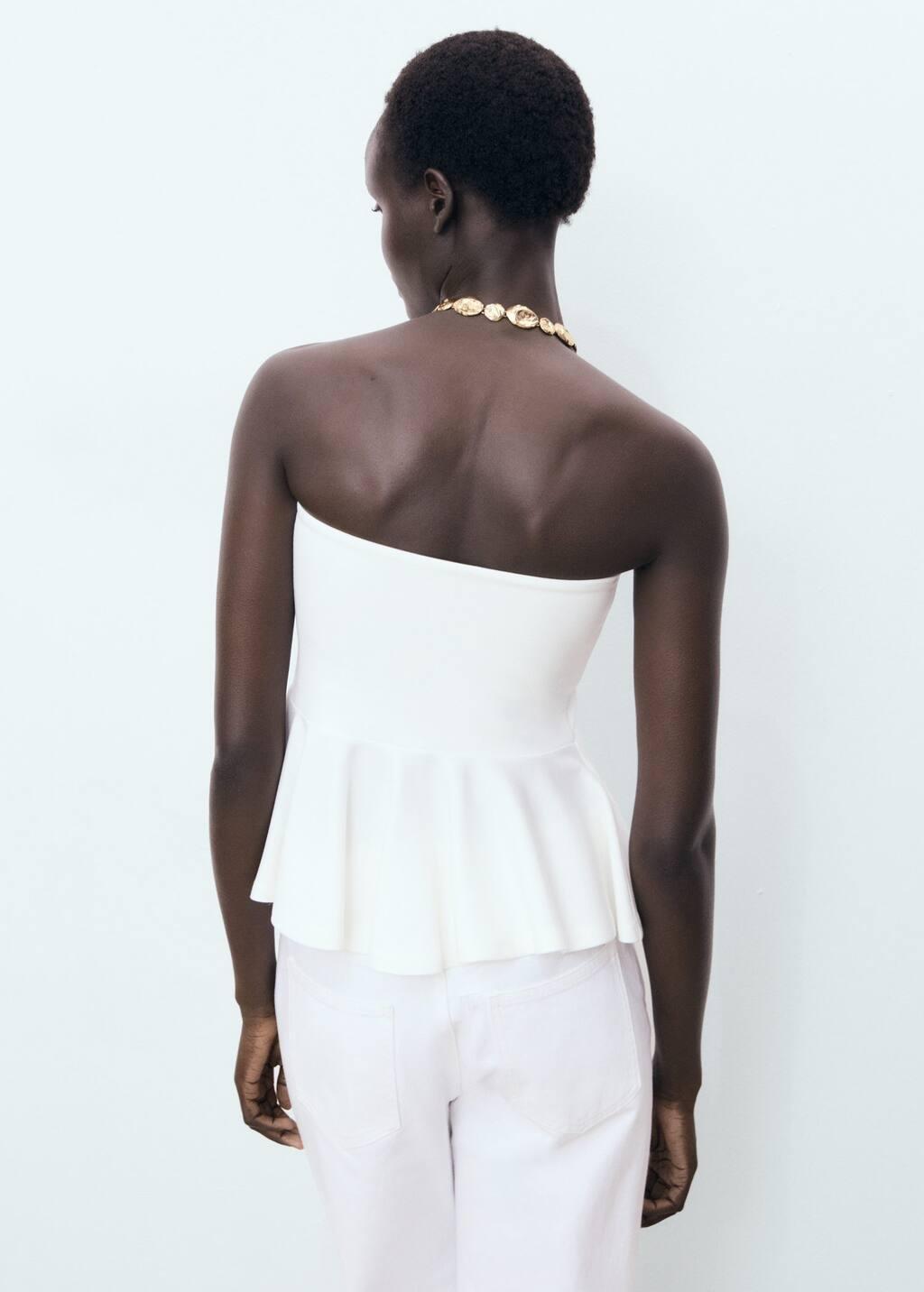 White Strapless Peplum Top, , large image number 5