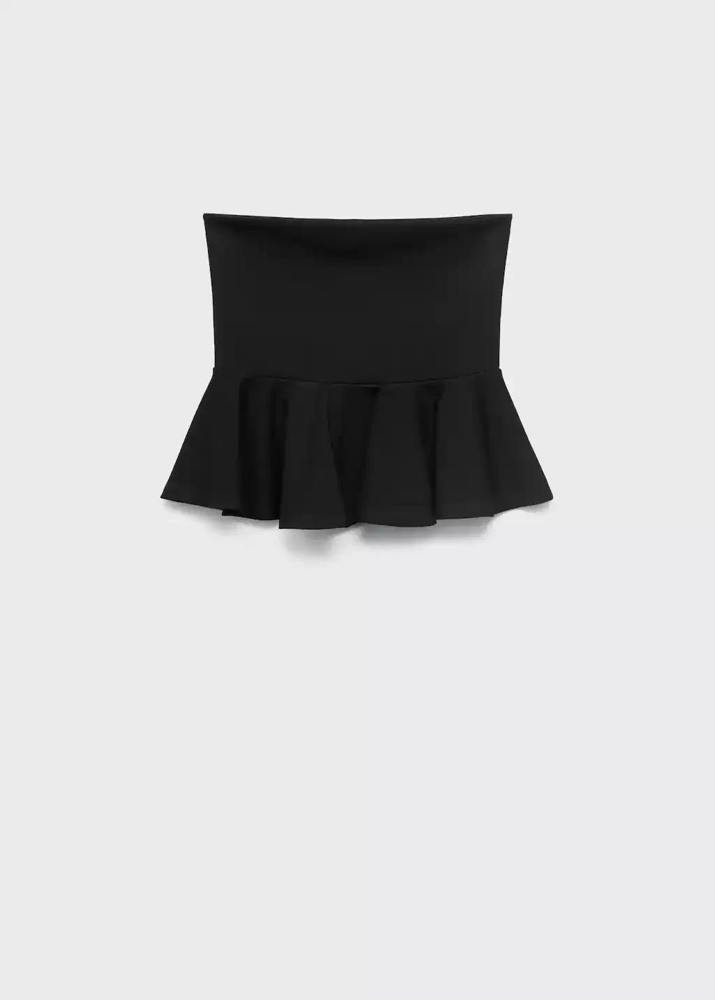 Black Strapless Peplum Top, , large image number 3