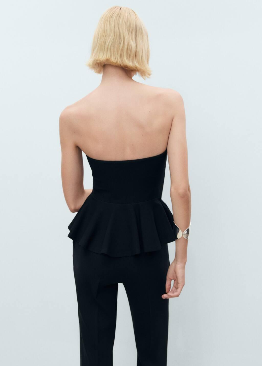Black Strapless Peplum Top, , large image number 5