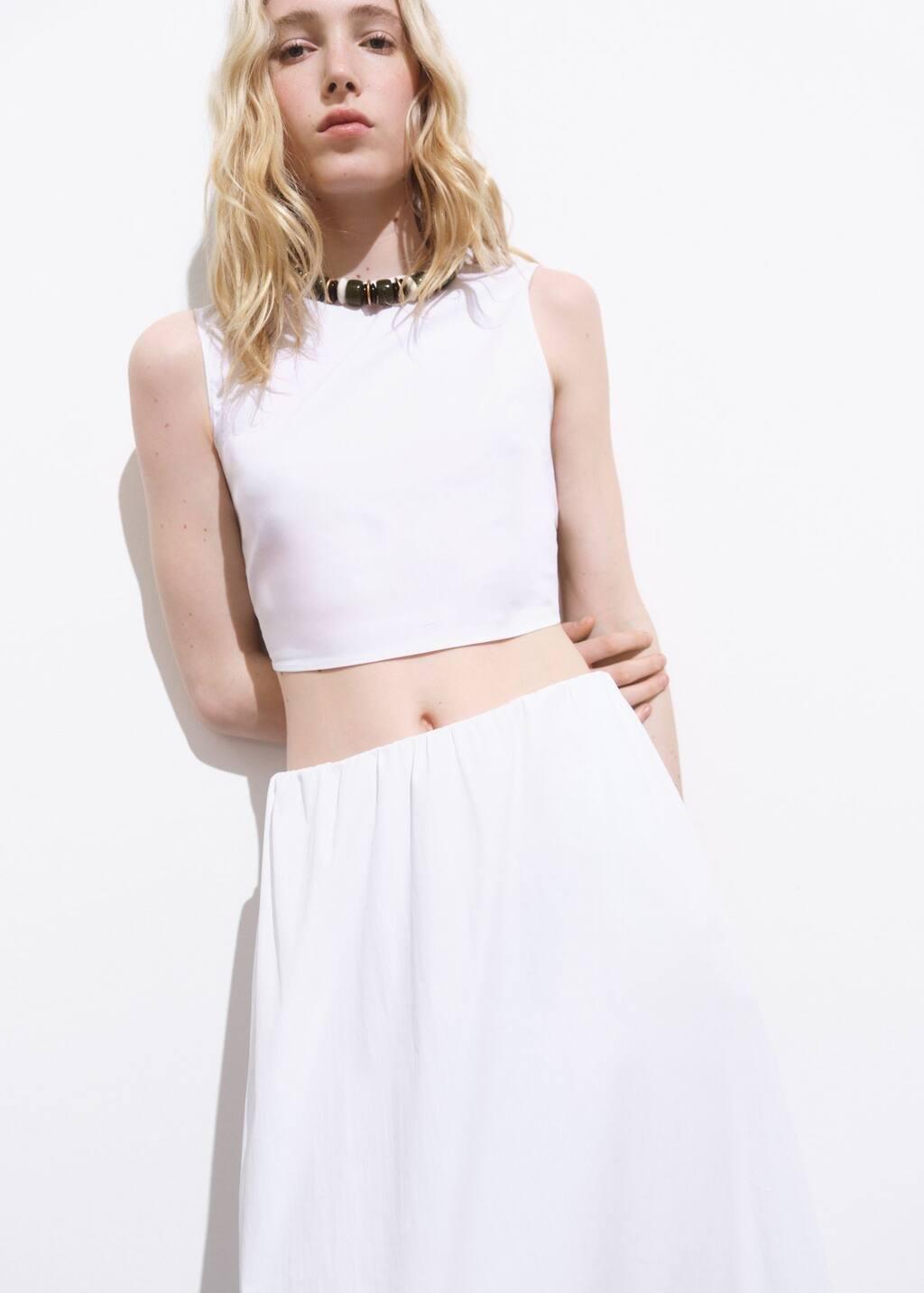 White Crop Top With Bow On The Back, , medium