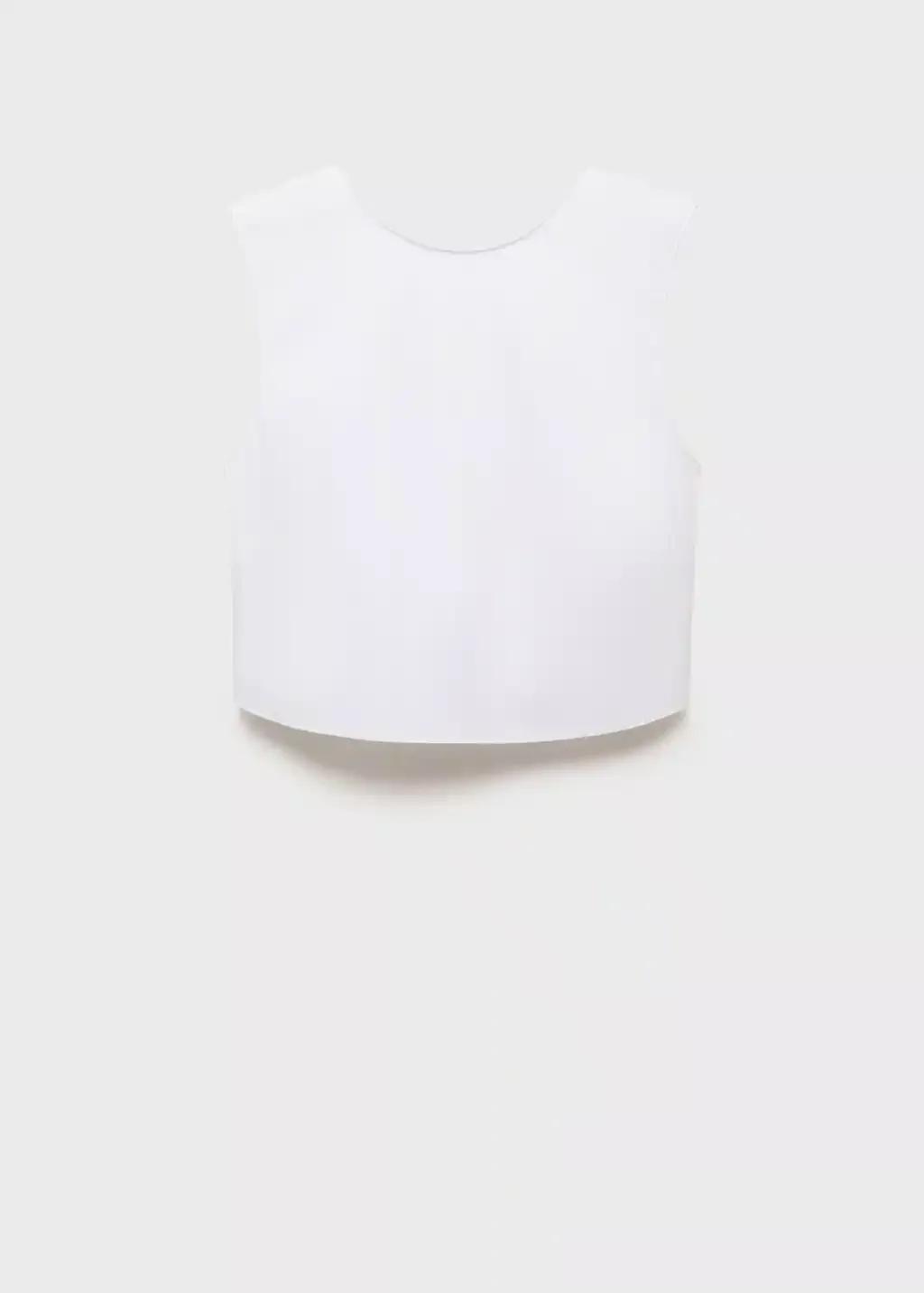 White Crop Top With Bow On The Back, , large image number 3