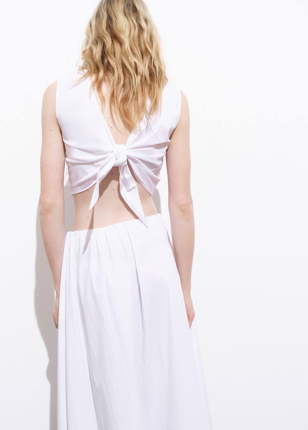White Crop Top With Bow On The Back, , large image number 5