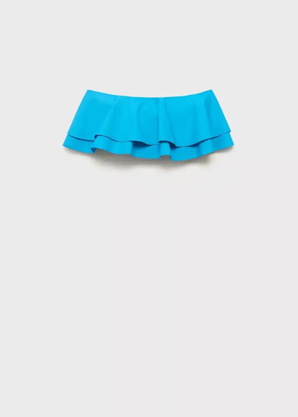 Blue Strapless Top With Ruffles, , large image number 3