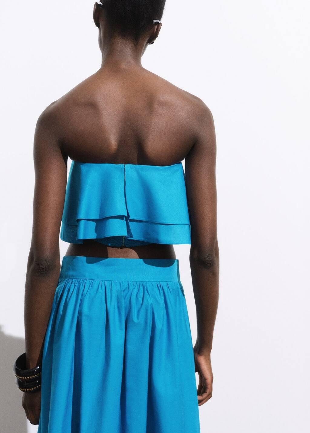 Blue Strapless Top With Ruffles, , large image number 4