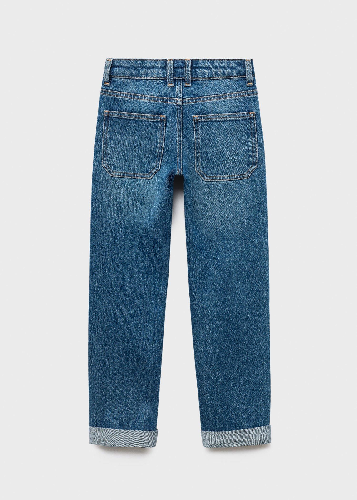 Blue Turned-Up Straight Jeans, Kids Boys, , large image number 4