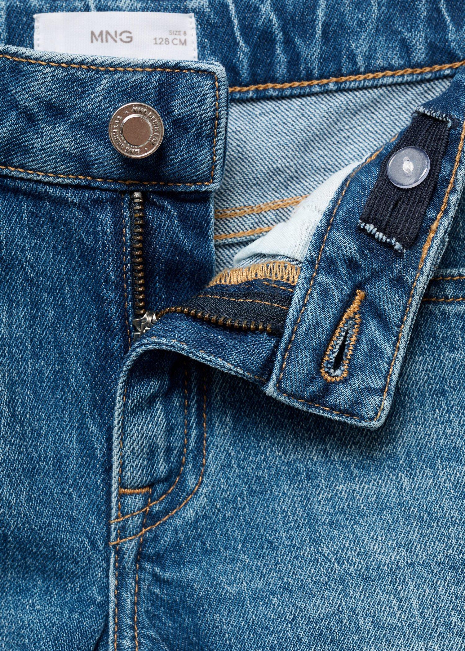 Blue Turned-Up Straight Jeans, Kids Boys, , large image number 6