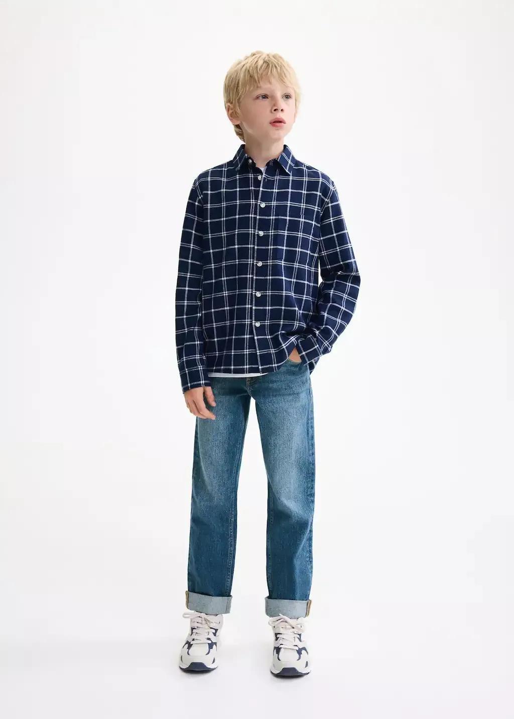 Blue Turned-Up Straight Jeans, Kids Boys, , large image number 7