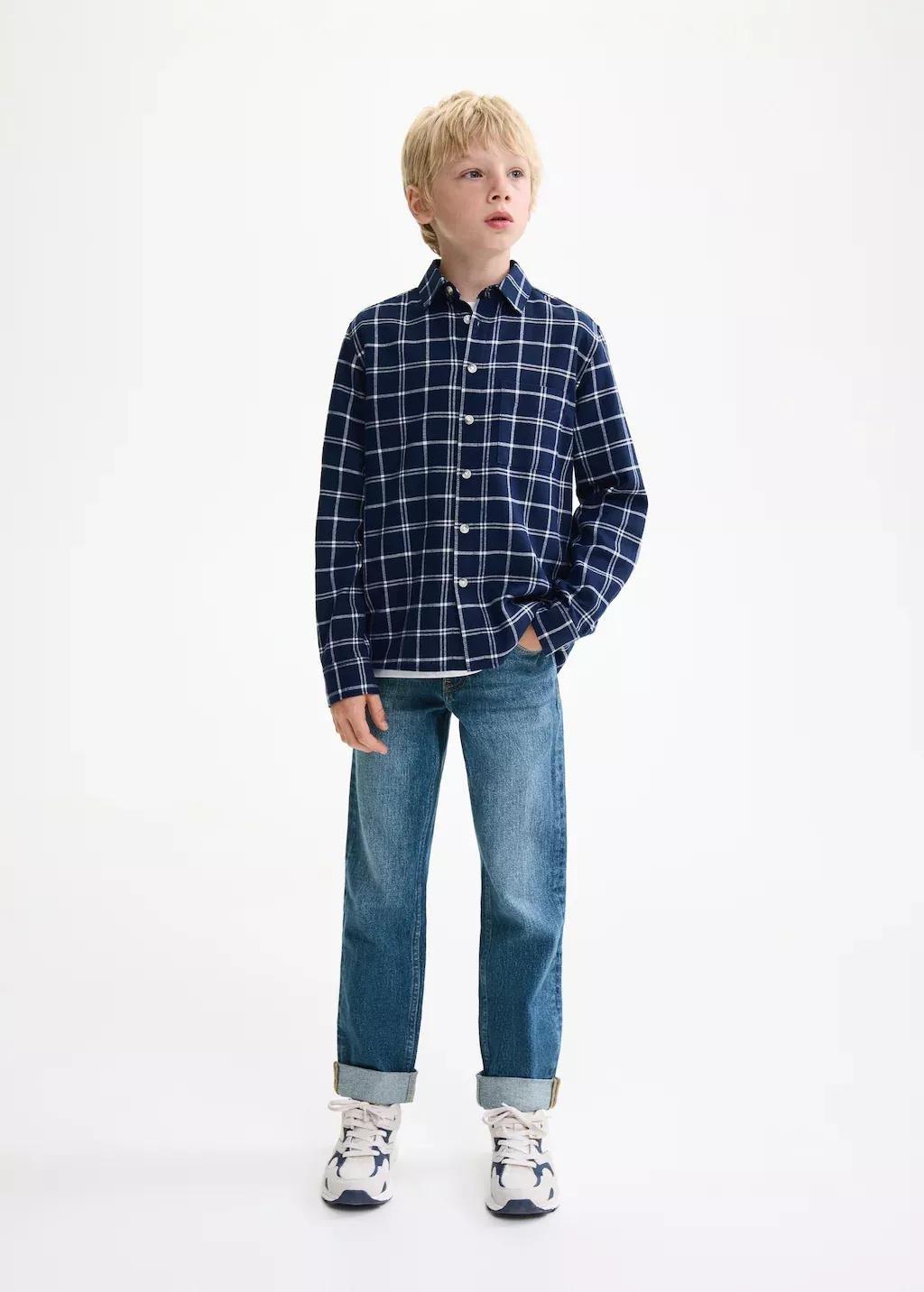 Blue Turned-Up Straight Jeans, Kids Boys, , large image number 9