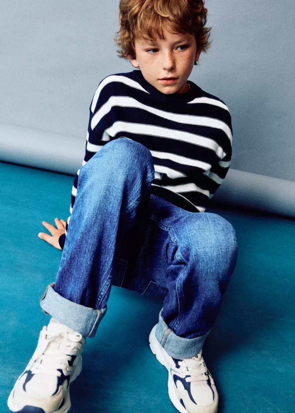 Blue Turned-Up Straight Jeans, Kids Boys, , large image number 11