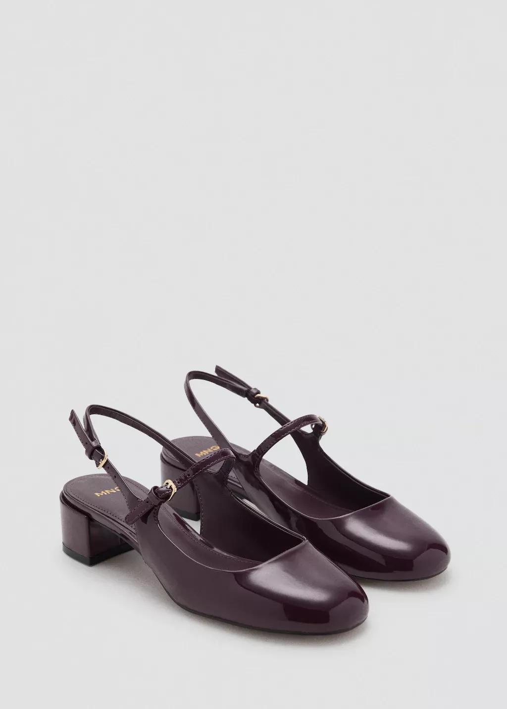 DARK RED Patent leather-effect block-heel shoes, , large image number 1