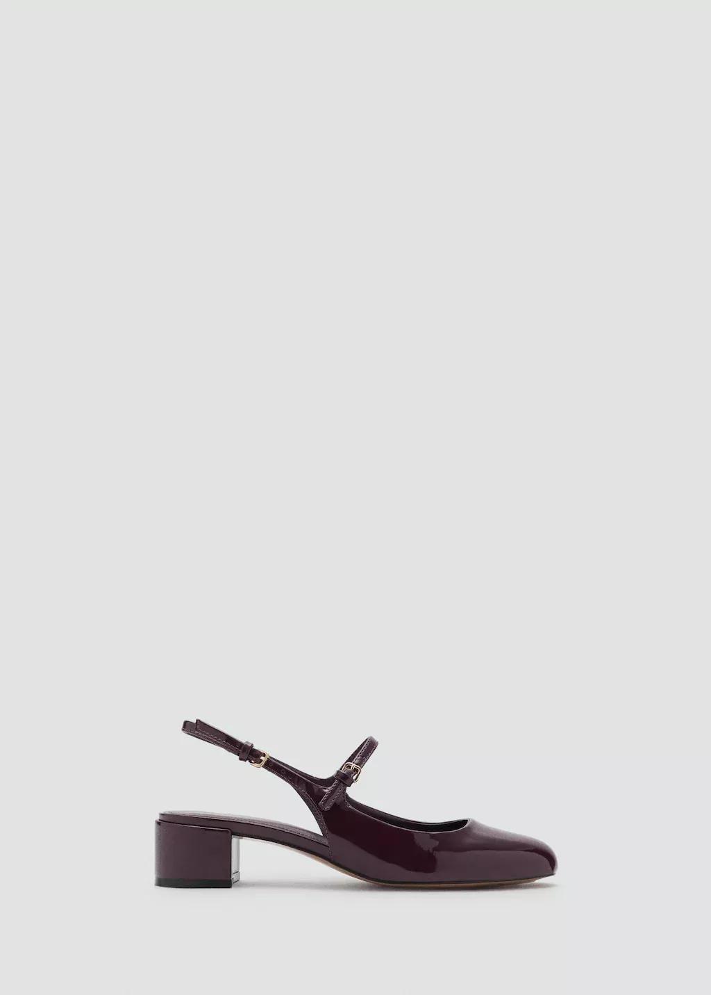 DARK RED Patent leather-effect block-heel shoes, , large image number 3