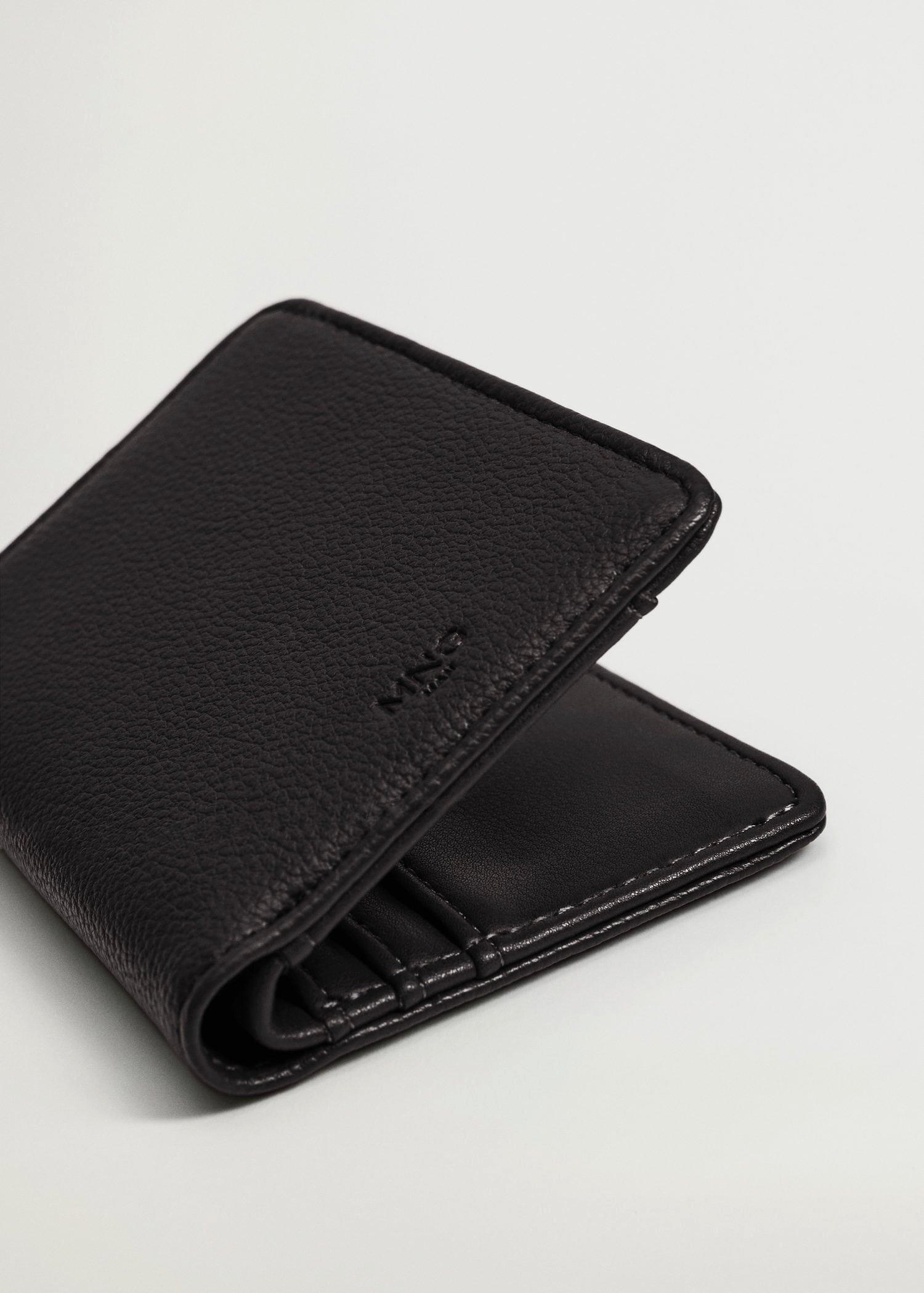 Black Pocket Pebbled Wallet, Men, , large image number 1