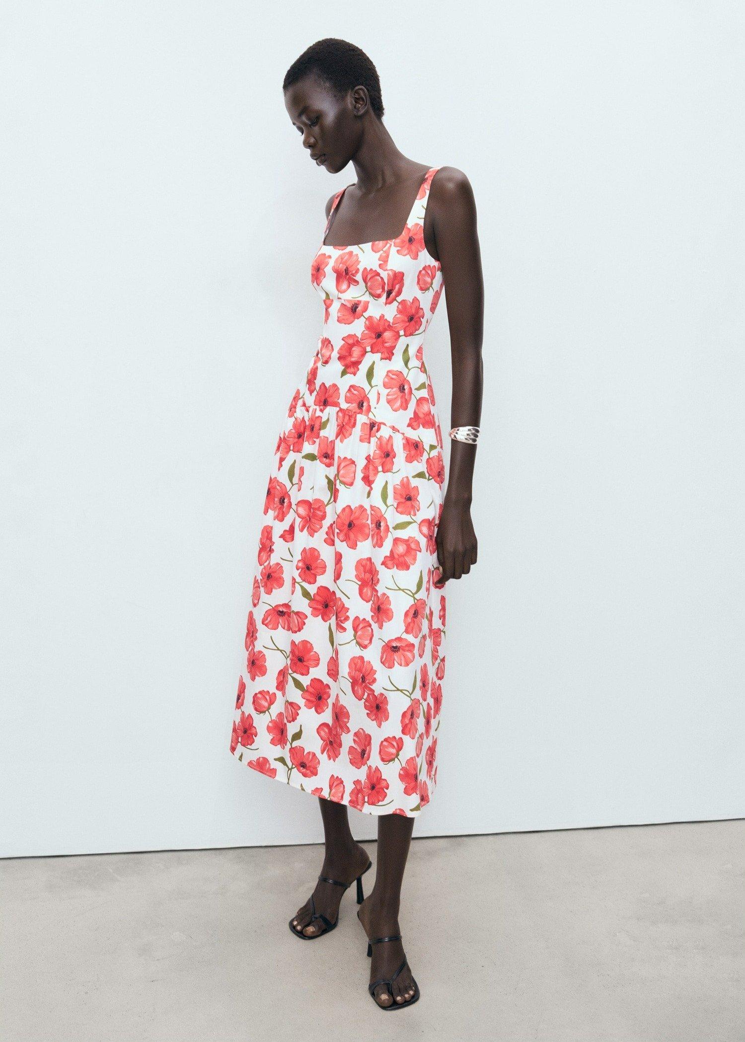 White Flared Cotton Dress, Natural White, large image number 2