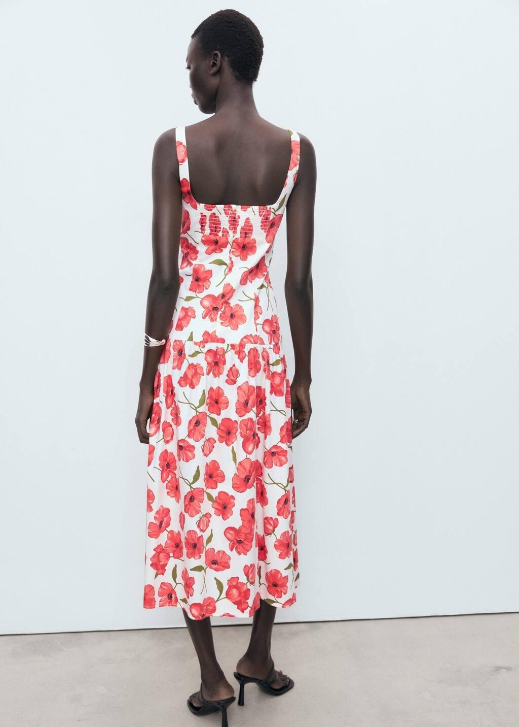 White Flared Cotton Dress, Natural White, large image number 9