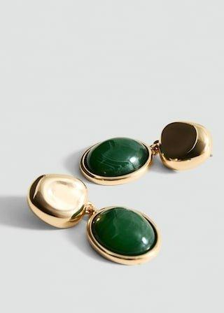 Gold Resin Pendant Earrings, 0201_OR, large image number 1