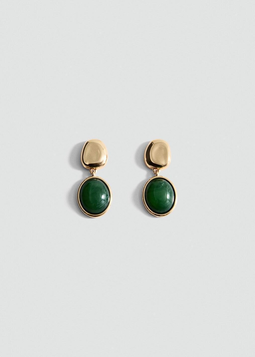 Gold Resin Pendant Earrings, 0201_OR, large image number 4