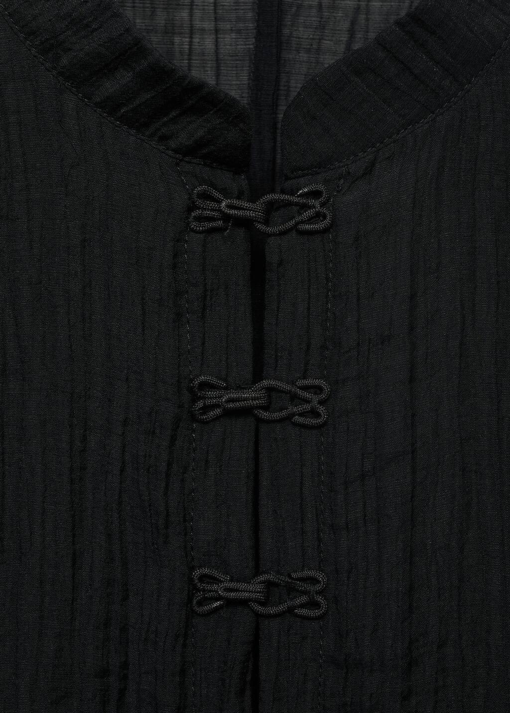 Black Lyocell Blouse With Toggles, , large image number 1