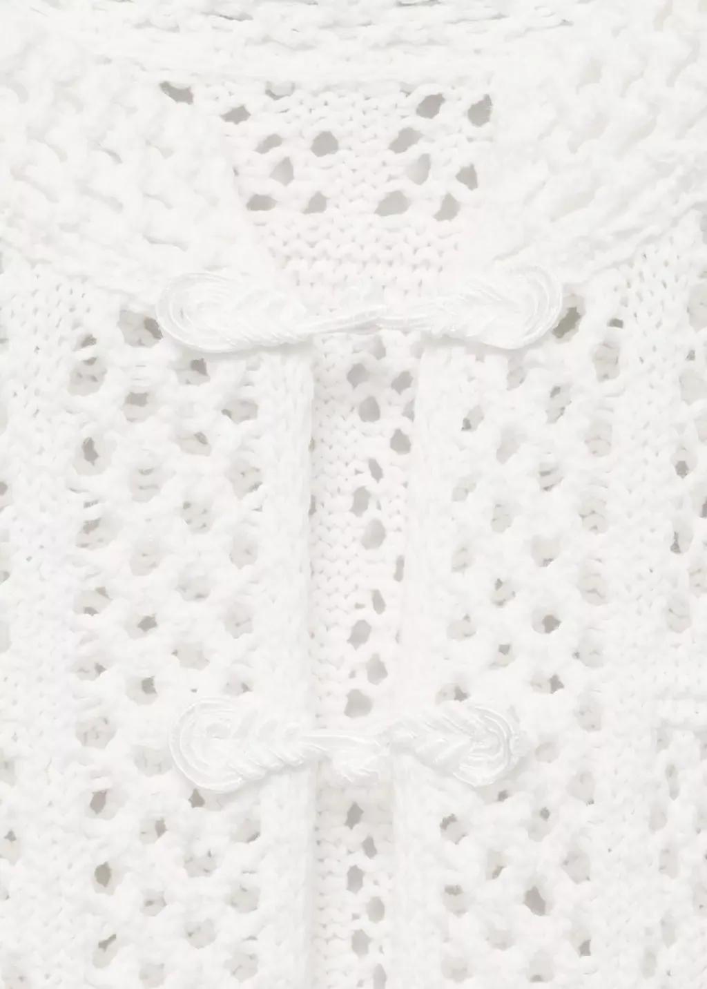 White Short Sleeve Crochet Cardigan, , large image number 9