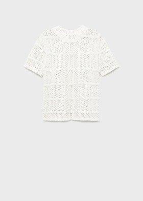 White Short Sleeve Crochet Cardigan, , large image number 10