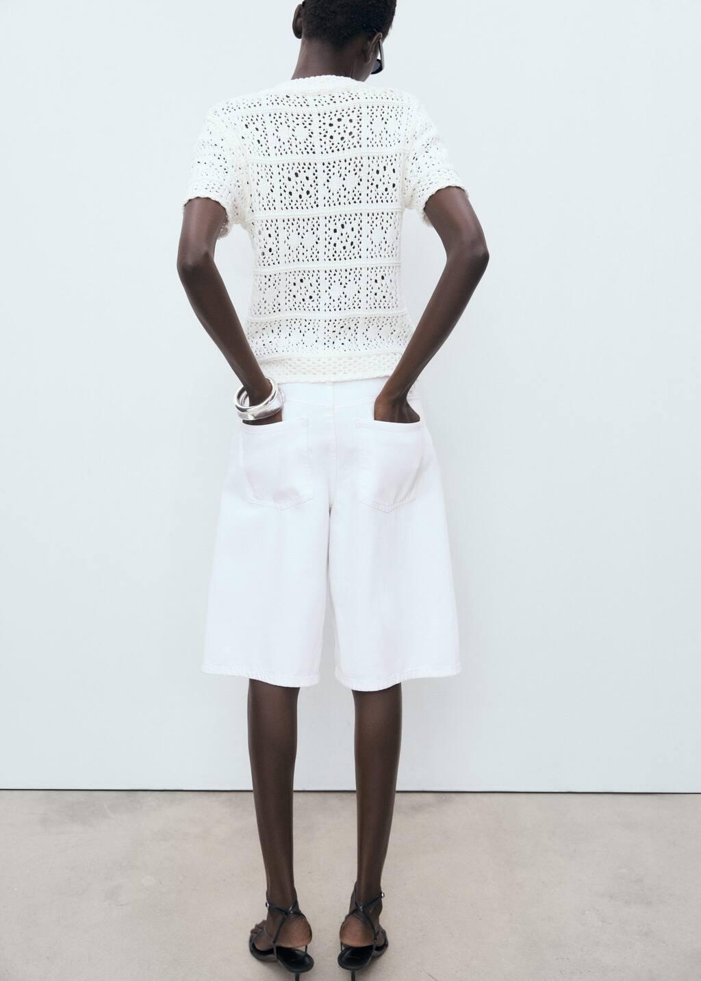 White Short Sleeve Crochet Cardigan, , large image number 11