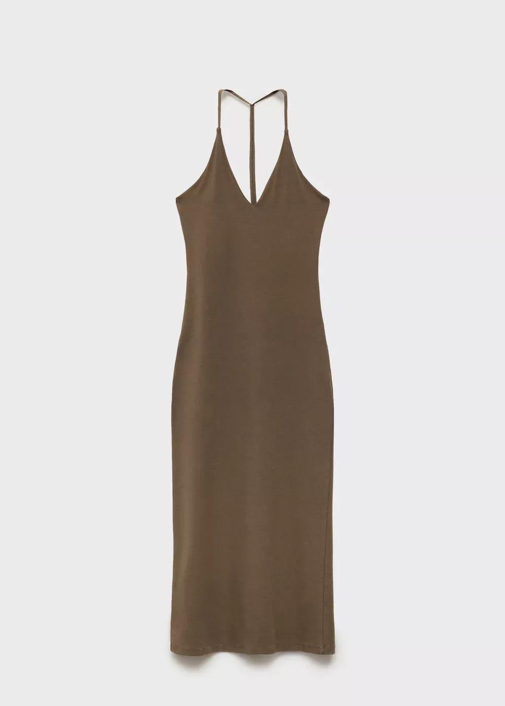 BEIGE - KHAKI Midi-dress with back neckline, , large image number 0