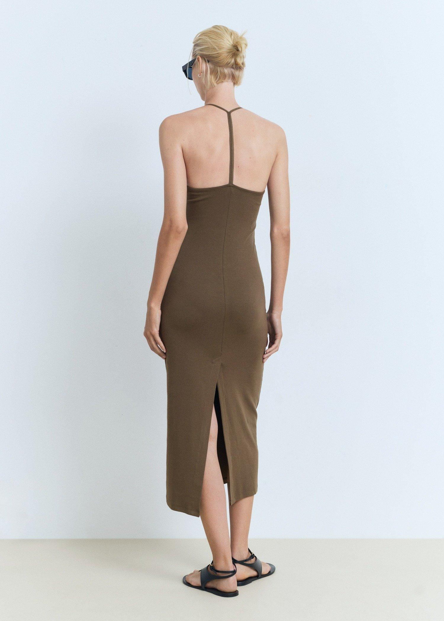 BEIGE - KHAKI Midi-dress with back neckline, 0201_37, large image number 4