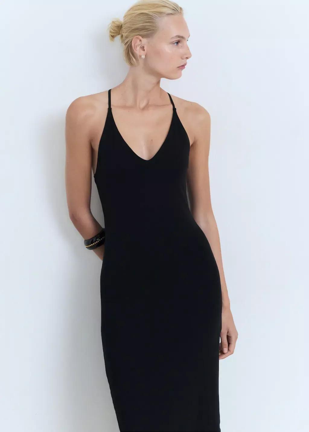 BLACK Midi-dress with back neckline, 0201_99, large image number 1