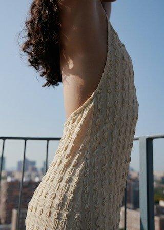 Beige Halter-Neck Crepe Dress, , large image number 2