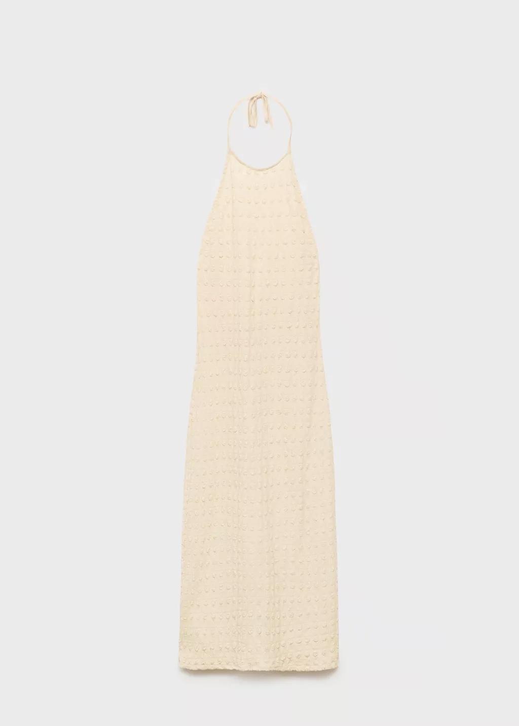 Beige Halter-Neck Crepe Dress, , large image number 11