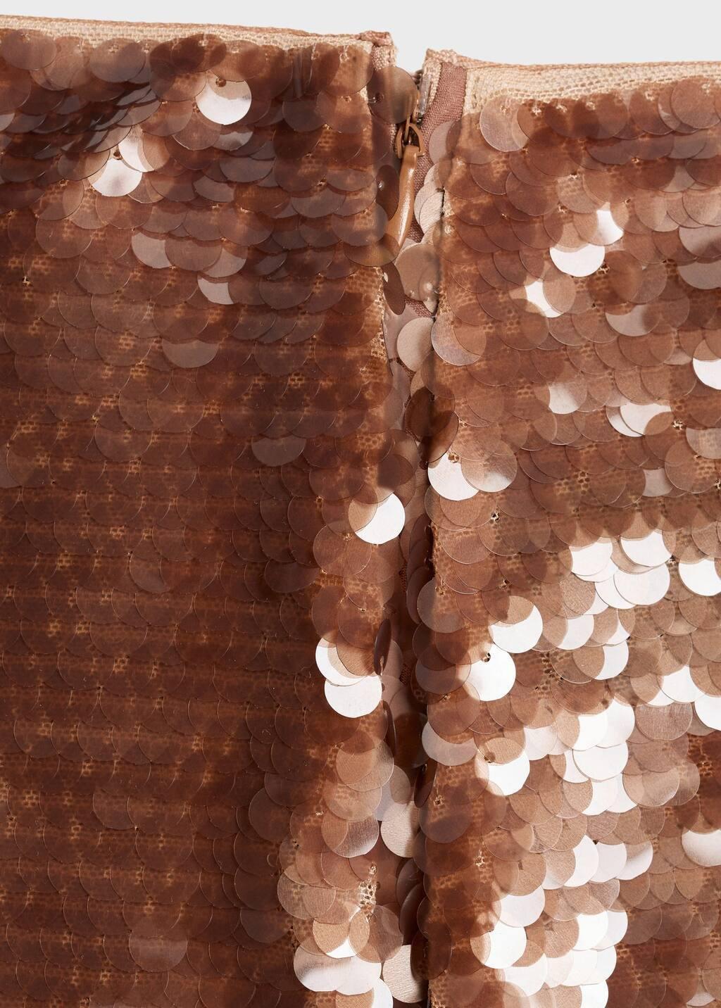 Brown Sequinned Midi-Skirt, Brown, large image number 4