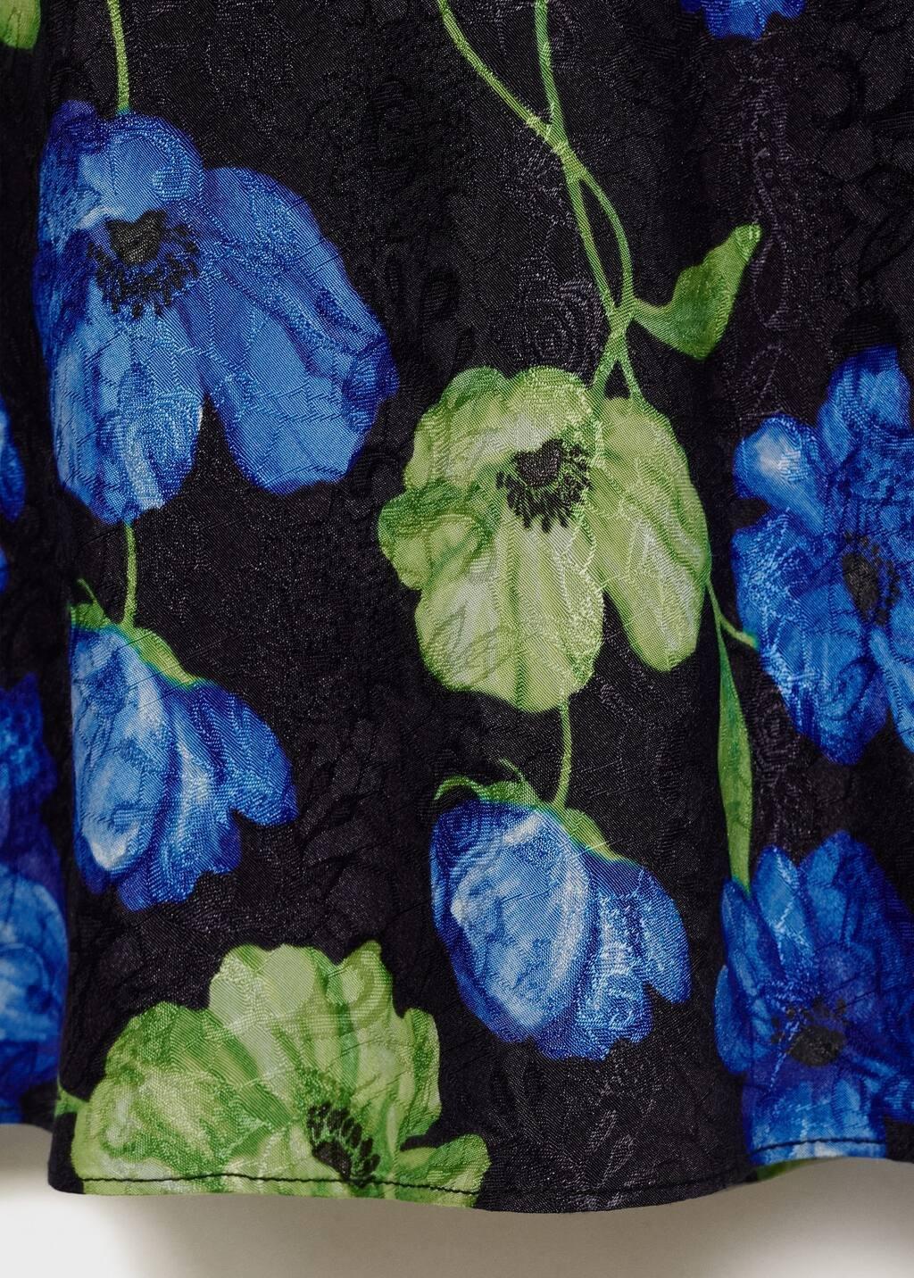 Black Floral-Print Long Skirt, Black, large image number 4