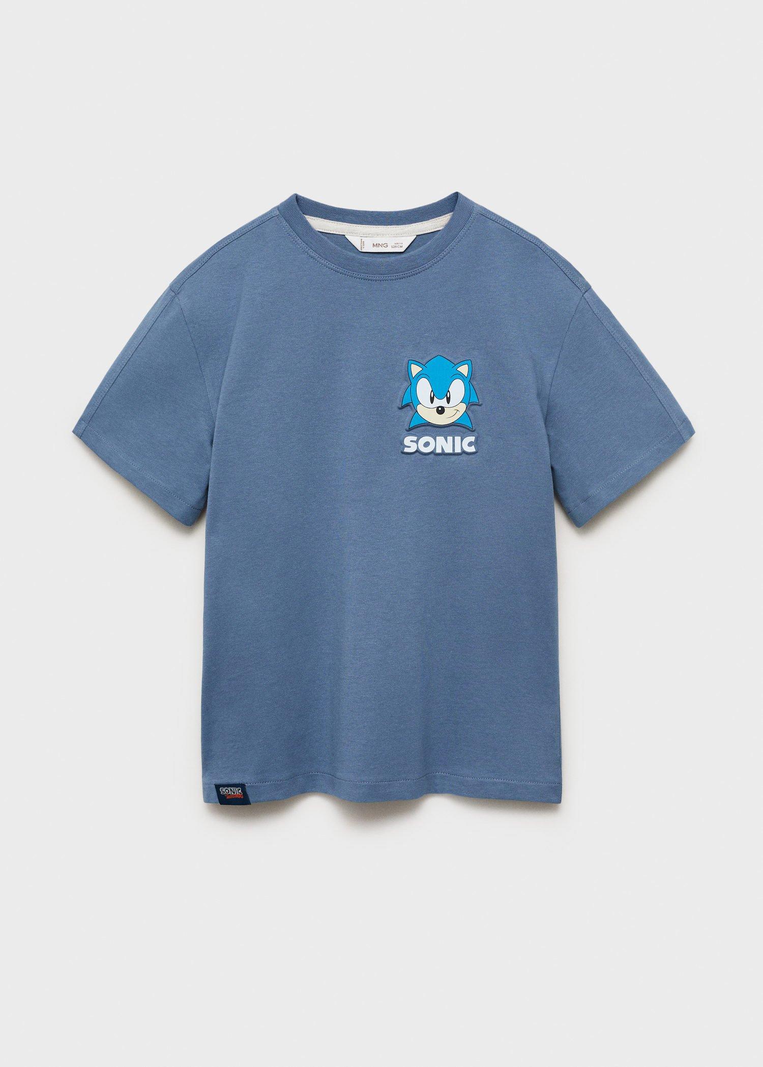 Blue Embossed Sonic T-Shirt, Kids Boys, , large image number 0