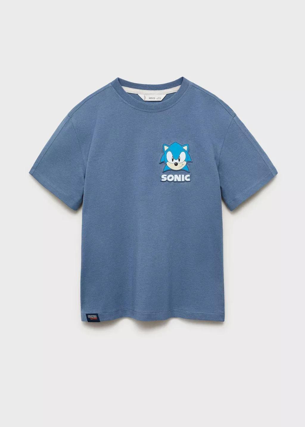 Blue Embossed Sonic T-Shirt, Kids Boys, Medium Blue, large image number 1