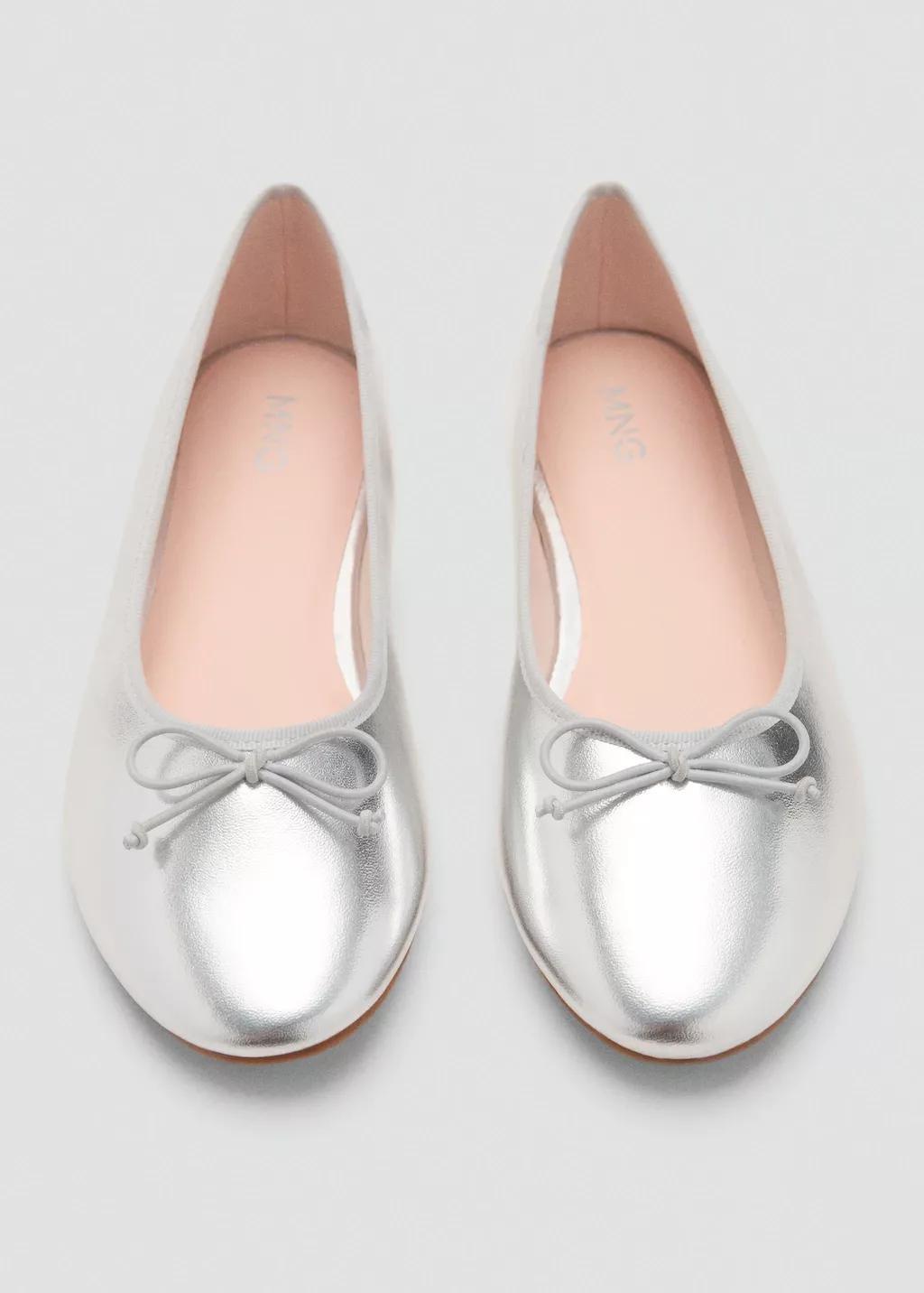 SILVER Metallic ballet flats with bow, Kids Girl, Silver, large image number 2