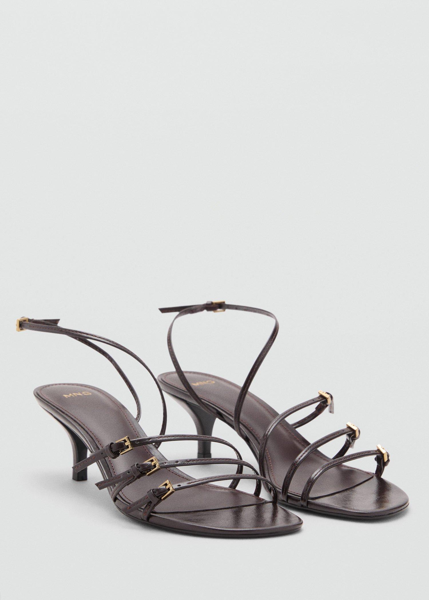 Brown Kitten-Heel Sandals With Buckle, , large image number 5