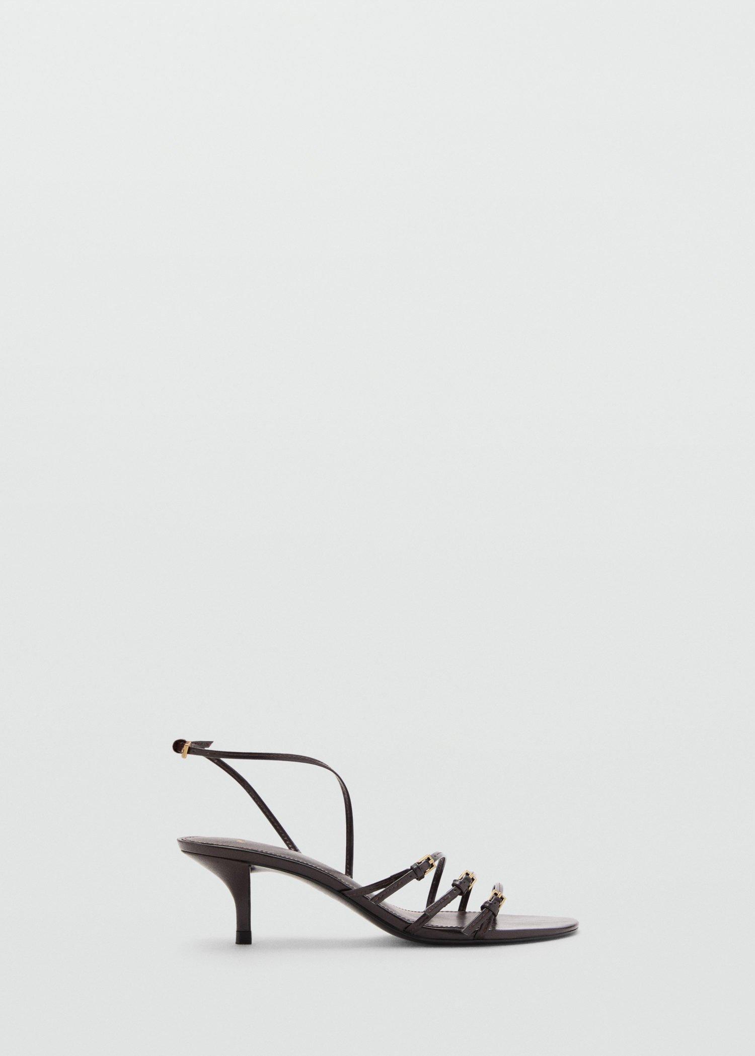 Brown Kitten-Heel Sandals With Buckle, , large image number 7