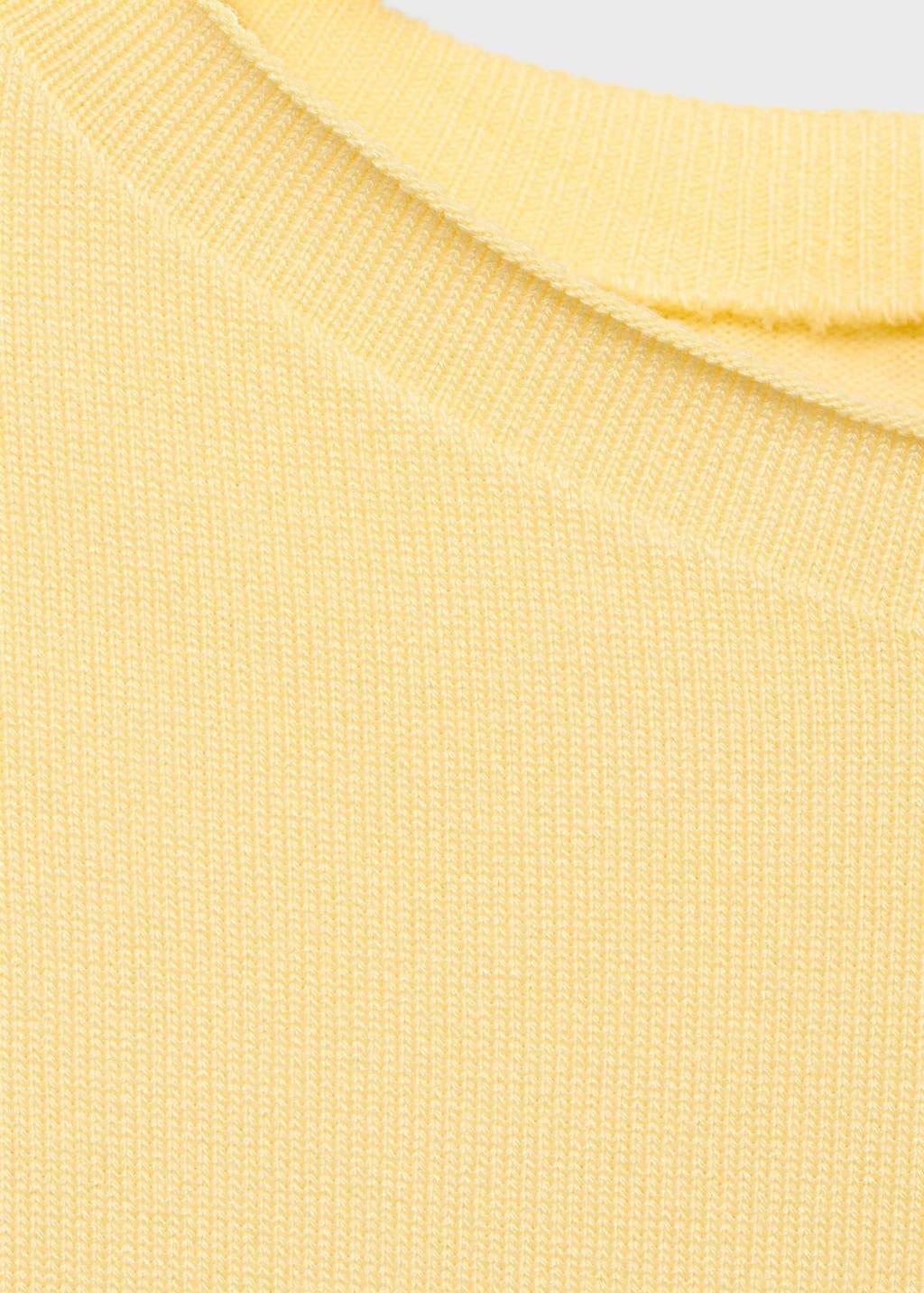 Yellow Short-Sleeved Fine-Knit Sweater, Yellow, large image number 3