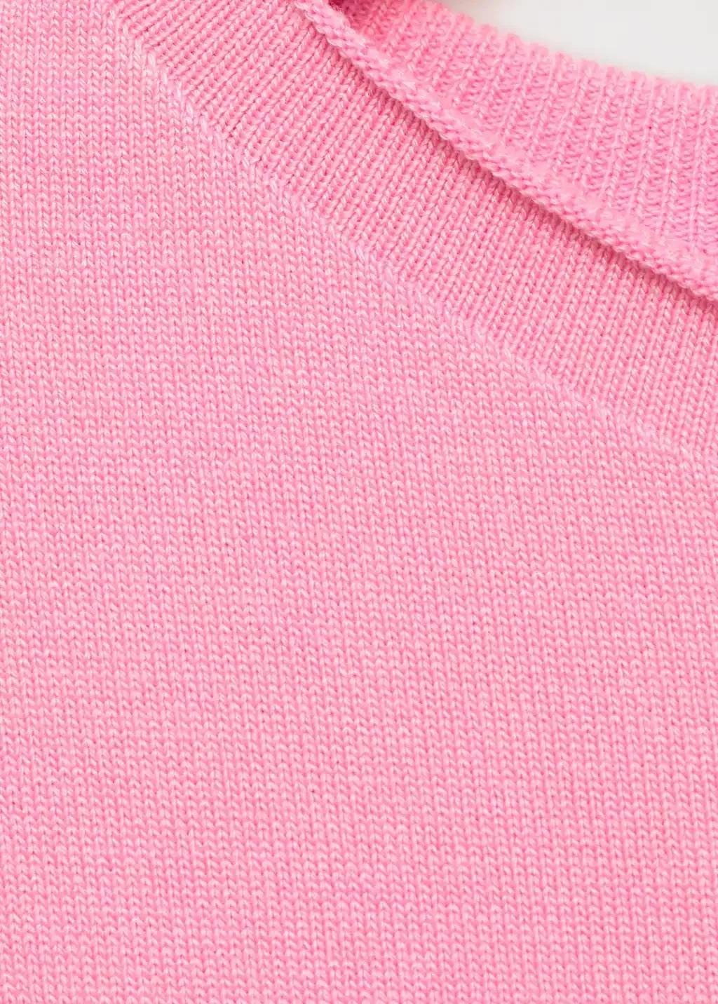 Pink Short-Sleeved Fine-Knit Sweater, , large image number 1