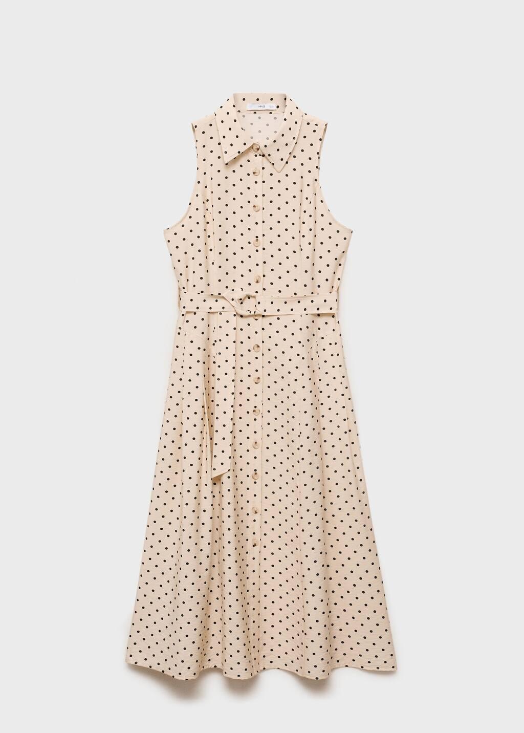 Beige Polka Dot Shirt Dress, , large image number 0