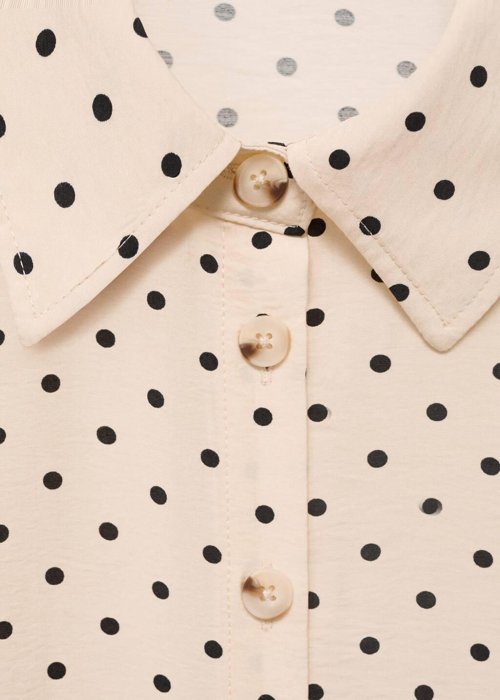 Beige Polka Dot Shirt Dress, Light Beige, large image number 4