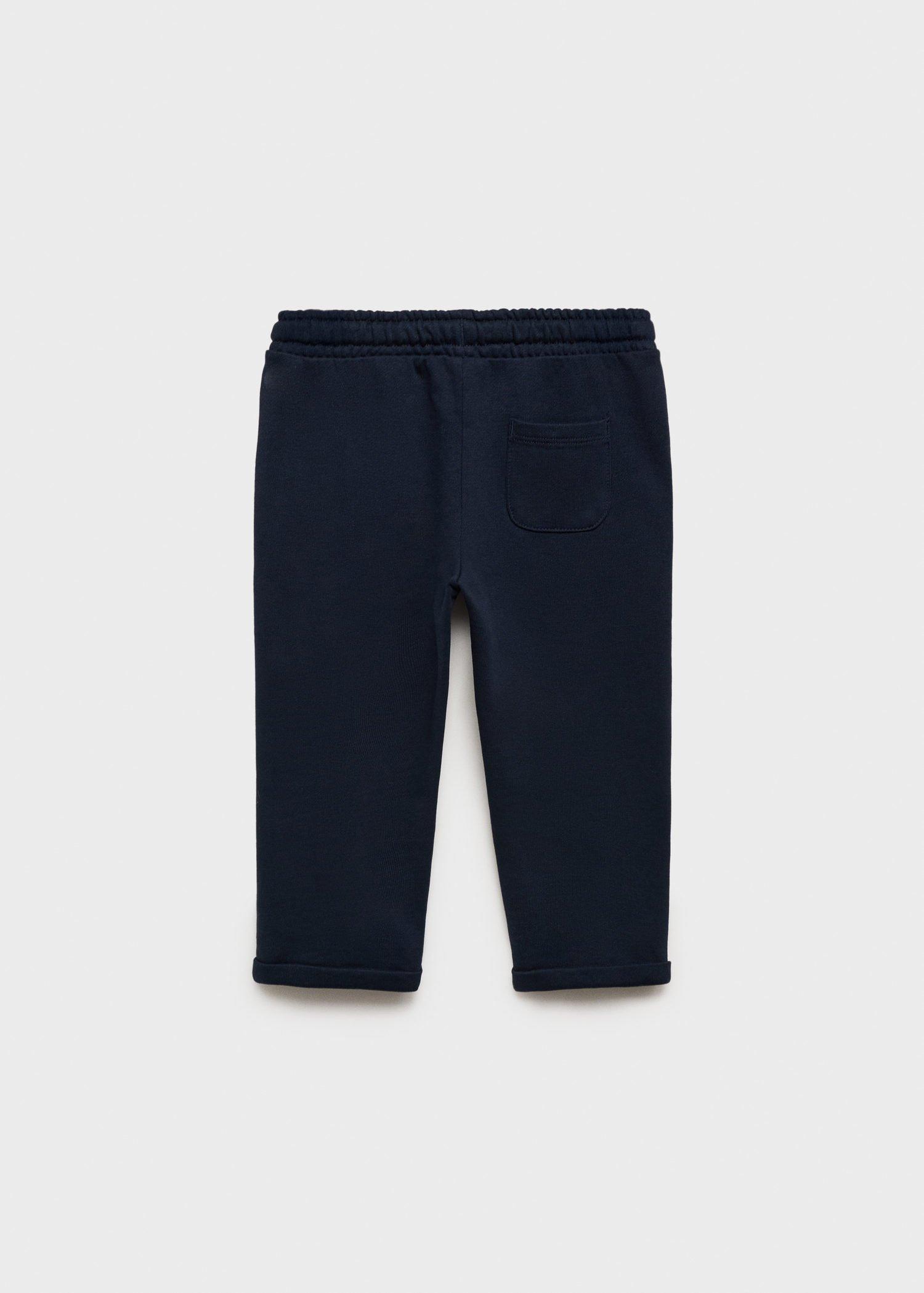 Navy Cotton Drawstring Joggers, Baby Girls, , large image number 1