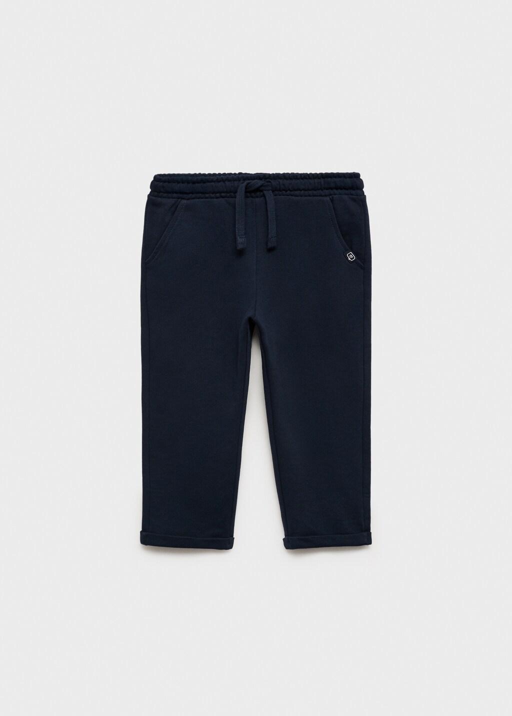 Navy Cotton Drawstring Joggers, Baby Girls, Navy, large image number 9